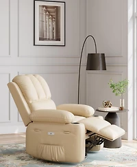 gaomon Manual Recliner Chair for Adults, Pu Leather Recliner with Cup Holders and Side Pockets, Ergonomic Design for Nursery, Living Room