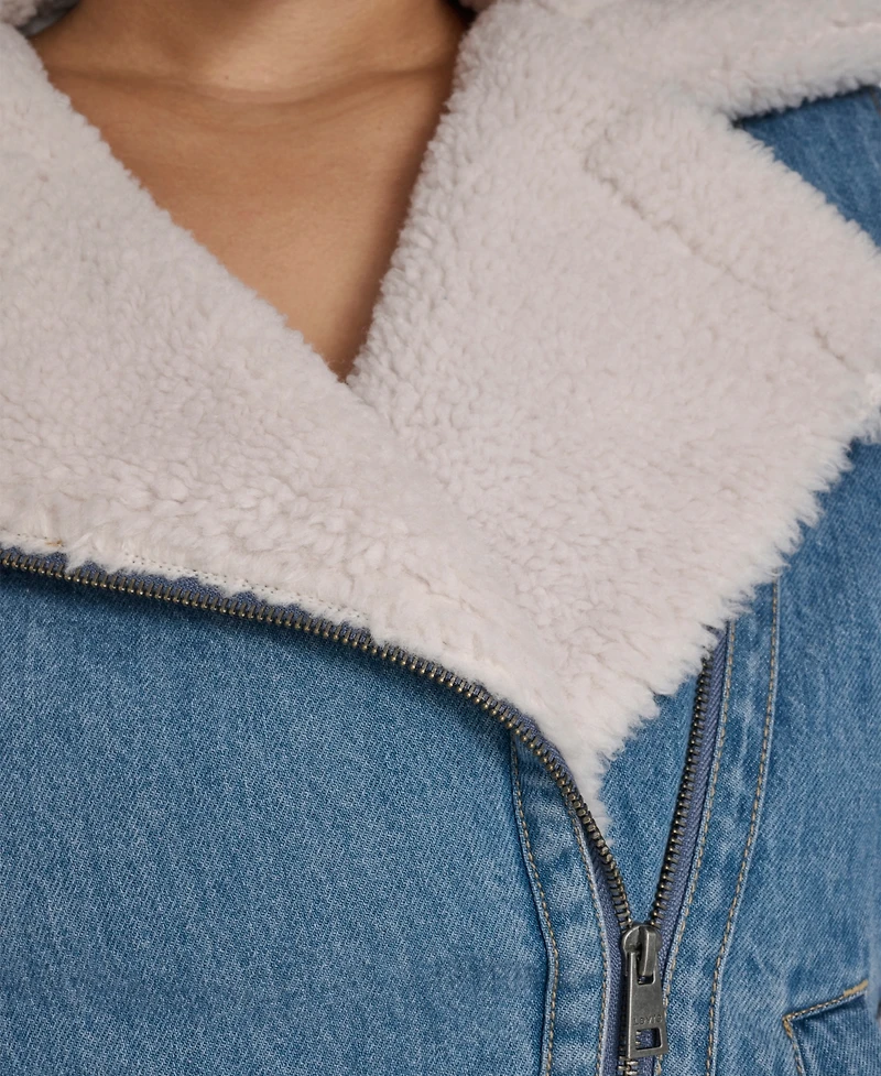 Levi's Plus Denim Laydown Collar Moto Jacket