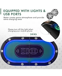 Slickblue Foldable 10-Player Poker Table with Led Lights and Usb Ports Ideal for Texas