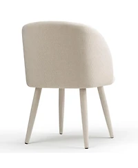Maison Boucle Set of 2 Fabric Upholstered Arm Dining Chairs with Metal Legs