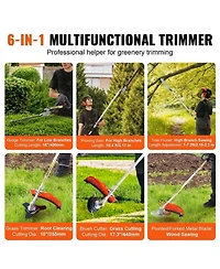 Sugift 43CC 6-in-1 Multi-Functional Trimming Tools, Gas Hedge Trimmer, Weed Eater and More