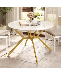 Sugift 47 in Folding Round Dining Table with Drop Leaf Extension