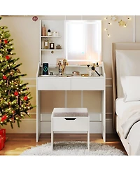 Sugift Vanity Desk Led Lighted Makeup Table with 3 Color Modes