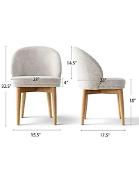 Maison Boucle Set of 2 Chenille Upholstered Dining Side Chairs with Solid Wood Legs