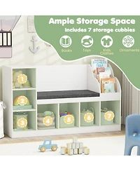 Gouun 3-in-1 Kids Bookcase with Reading Nook and Cubby Storage, 53.5 in Wide