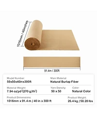 Sugift Burlap Fabric Roll, High Density, for Crafts, Weddings, Gardening