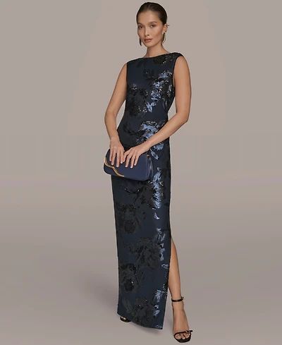 Donna Karan New York Women's Floral-Sequined Gown