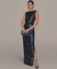 Donna Karan New York Women's Floral-Sequined Gown