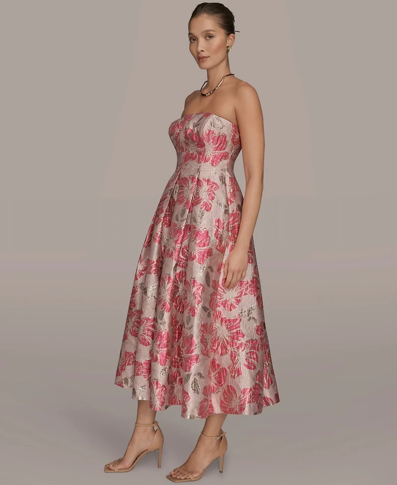 Donna Karan New York Women's Jacquard Strapless A-Line Dress