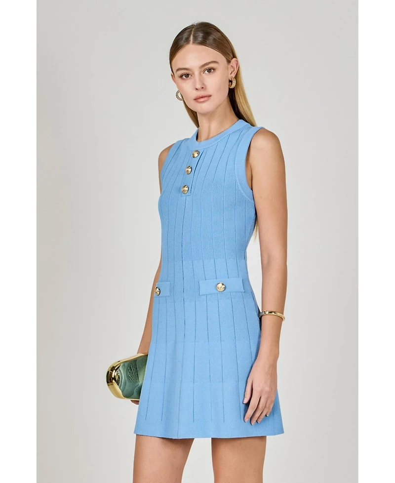Women's Shank Button Knit Mini Dress