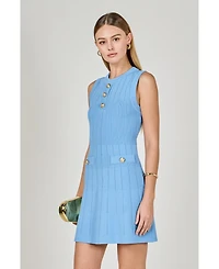 Women's Shank Button Knit Mini Dress