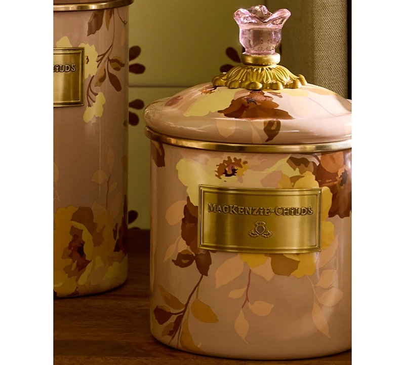 MacKenzie-Childs Wild Rose Mauve 38 oz. Small Canister