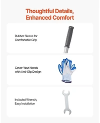 Sugift Lawn Leveling Rake, 30x10 in, Carbon Steel, Adjustable Height for Yard Use