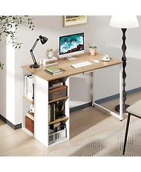Sugift 45 in Computer Desk with Five Storage Compartments and Metal Frame