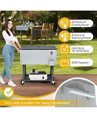 Yescom 80 Qt Rolling Cooler Portable on Wheel Beverage Cart Patio Bar Party Pool