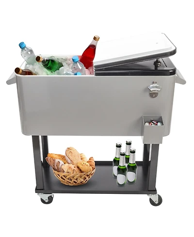 Yescom 80 Qt Rolling Cooler Portable on Wheel Beverage Cart Patio Bar Party Pool