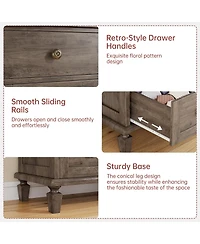 gaomon Bedroom 59" 8-Drawer Dresser Tv Stand, Wood Storage Chest with Carved Handles and Tapered Legs.