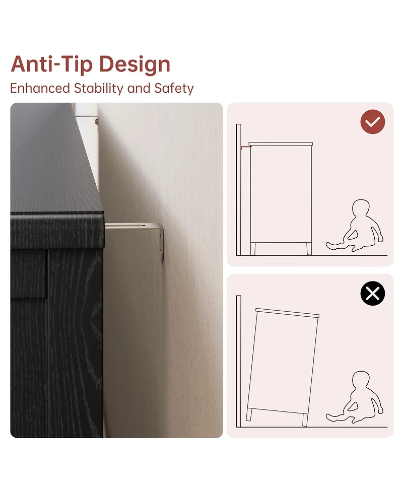 gaomon Bedroom 59" 8-Drawer Dresser Tv Stand, Wood Storage Chest with Carved Handles and Tapered Legs.