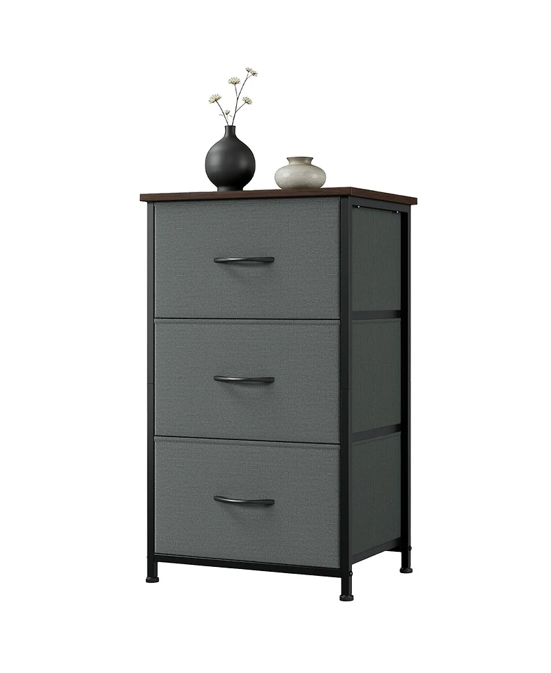 gaomon 3 Drawer Dresser for Bedroom, Compact Wood Grain Print Organizer with Fabric Bins.