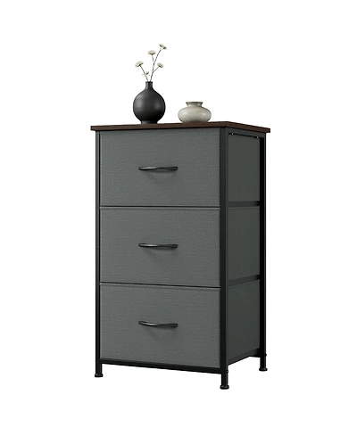 gaomon 3 Drawer Dresser for Bedroom, Compact Wood Grain Print Organizer with Fabric Bins.