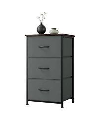 gaomon 3 Drawer Dresser for Bedroom, Compact Wood Grain Print Organizer with Fabric Bins.