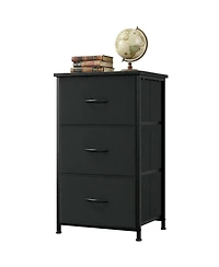 gaomon 3 Drawer Dresser for Bedroom, Compact Wood Grain Print Organizer with Fabric Bins.