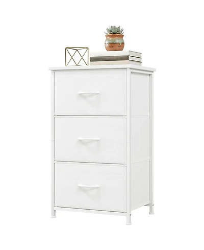 gaomon 3 Drawer Dresser for Bedroom, Compact Wood Grain Print Organizer with Fabric Bins.