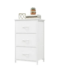 gaomon 3 Drawer Dresser for Bedroom, Compact Wood Grain Print Organizer with Fabric Bins.