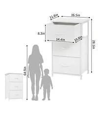 gaomon 3 Drawer Dresser for Bedroom, Compact Wood Grain Print Organizer with Fabric Bins.