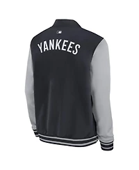 Nike Men's Navy/Gray New York Yankees Authentic Collection Dugout Relaxed Full-Zip Bomber Jacket