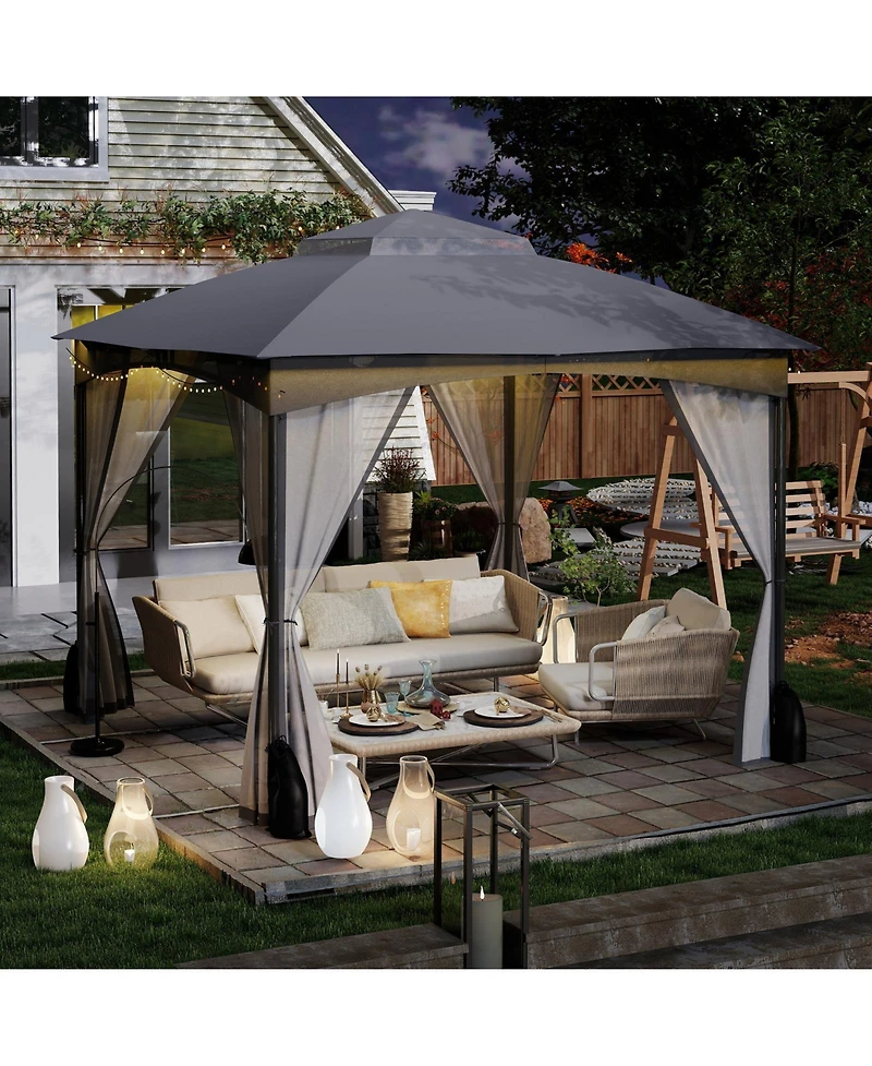 Slickblue 10 X Ft Heavy-Duty Patio Gazebo with Netting Walls and 4