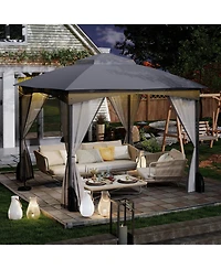 Slickblue 10 X Ft Heavy-Duty Patio Gazebo with Netting Walls and 4