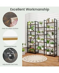 Gouun 5-Tier Triple Wide Industrial Bookshelf with Heavy-Duty Metal Frame, 68 x 12 x 63