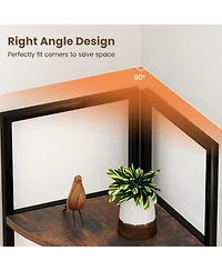 Gouun 5-Tier Freestanding Corner Shelf with Metal Frame, 14 x 14 x 63