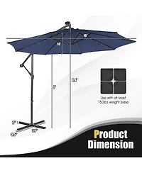 Sugift 10 ft Solar Powered Cantilever Patio Umbrella with Tilt