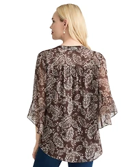 Jones New York Women's Printed V-Neck Top