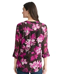 Jones New York Women's Printed V-Neck Top