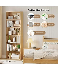 Gouun 6-Tier Bookcase with 6 Open Shelves and Anti-Toppling Kits, 23.5 x 9.5 x 70 in