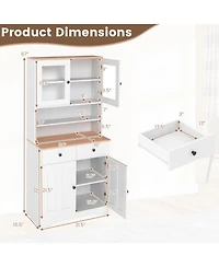 Gouun Pantry Cabinet with 2 Removable Shelves and Glass Doors