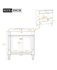 Sillysis Bathroom Vanity with Ceramic Sink, Modern White Freestanding Cabinet, Soft Closing Doors and Adjustable Shelf for Small Spaces-Sillysis