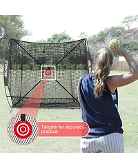 Aoligeijs Baseball Softball Practice Net,Pitching Net,Batting Net,with Batting Tee,Dummy Batter,Bonus Strike Zone Target and Bow Frame