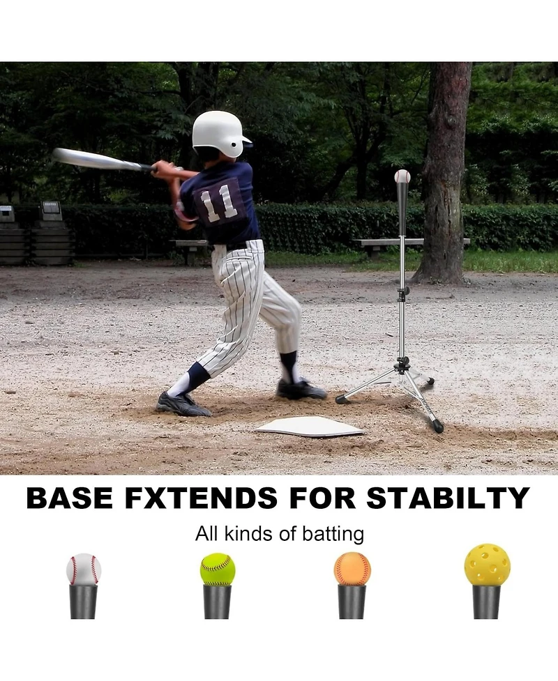 Aoligeijs Baseball Tee Batting Tee Softball Tee Portable Travel Hitting Tee,Easy Adjustable Height,Stable Tripod Stand