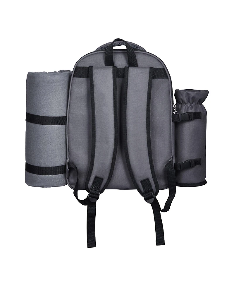 Mecale 2-Person Picnic Backpack with Insulated Cooler, Blanket and Tableware Set