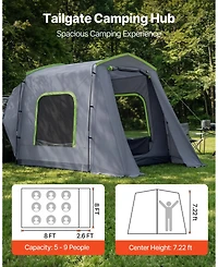 Mecale 10.6x8 Ft Suv Tailgate Tent 5-9 Person PU3000 Waterproof