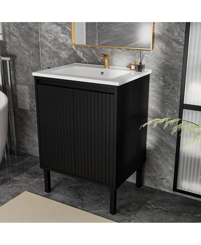 Sillysis Inch Bathroom Vanity Cabinet, Modern Mdf Storage, Sink Not Included