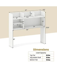 Gouun Desktop Bookshelf Countertop Storage Hutch with 6 Adjustable Shelves, 37 x 9.5 x 33.5