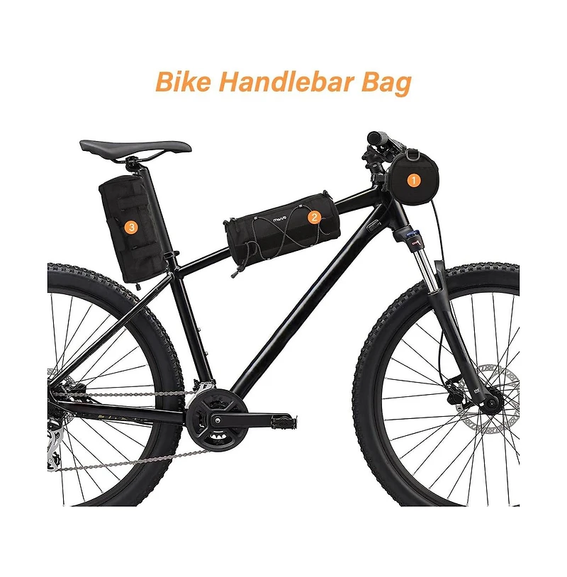 Aoligeijs Bike Handlebar Cylinder Bag with Elastic Cord, Waterproof Bicycle Front Storage Pouch for Cycling Commuting Travel