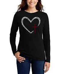 La Pop Art Women's Blessed Heart Word Flowy T-Shirt