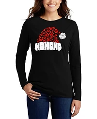 La Pop Art Women's Paw Print Santa Hat Word Flowy T-Shirt