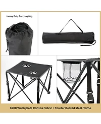 Arrowhead Outdoor 26" Heavy-Duty Portable Folding Camping Table, Square 600D Canvas Top, 2 Cup Holders, Steel Frame, Carry Bag, 2-Pack